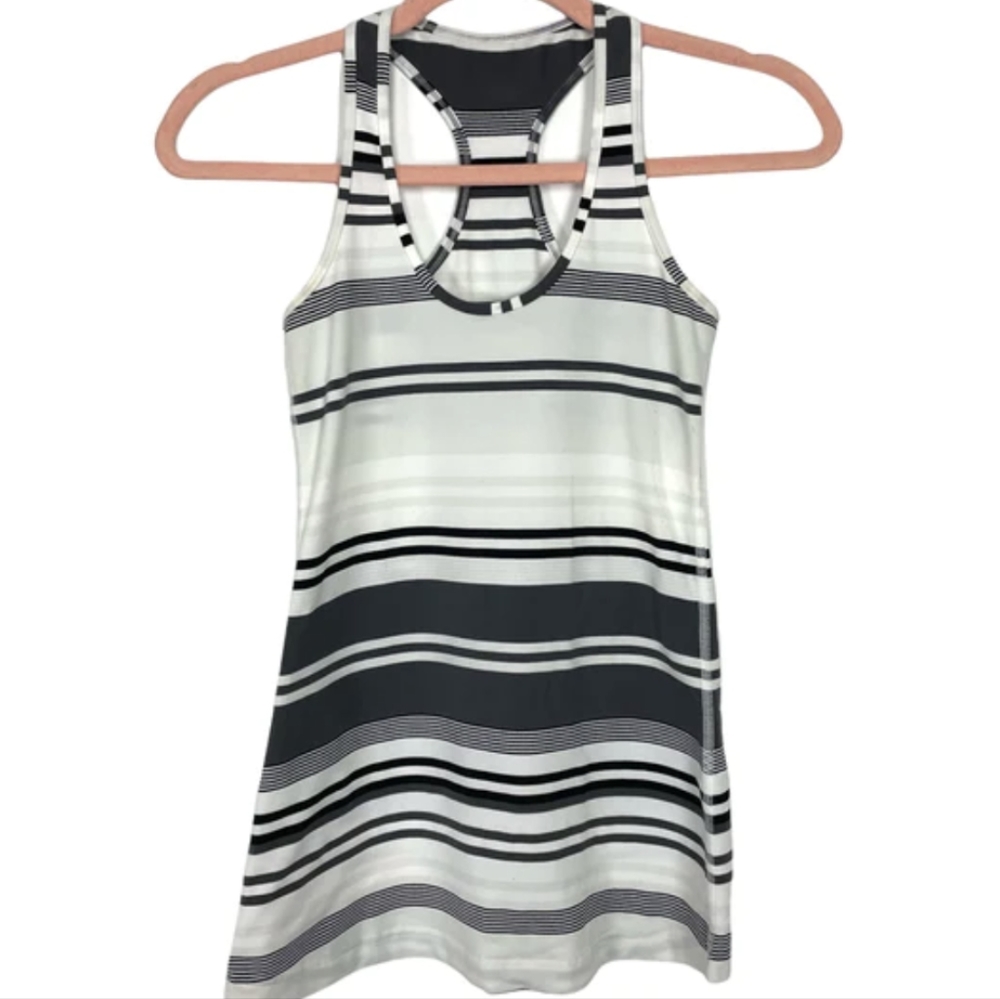 Lululemon Size Cool Racerback Tank Top Striped Yoga Activewear Stretch Run Sz 4.